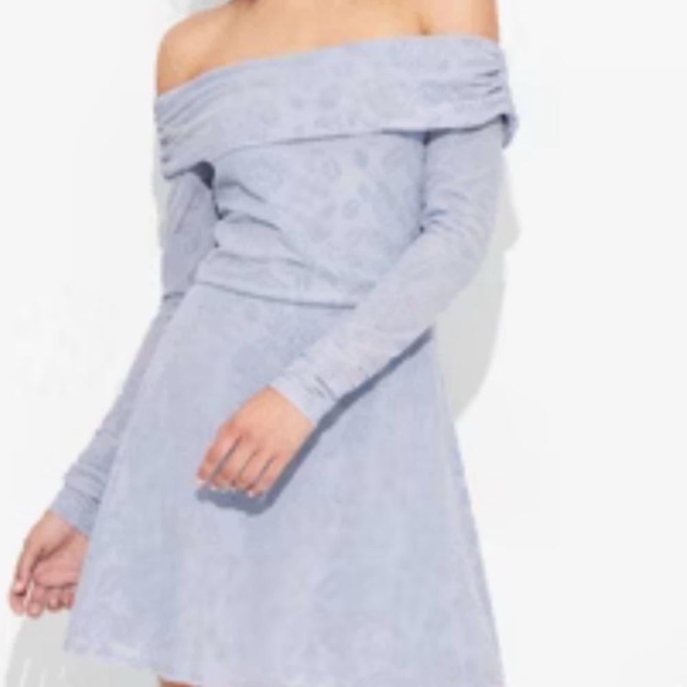 Wild Fable Blue Off-Shoulder Long Sleeve Dress